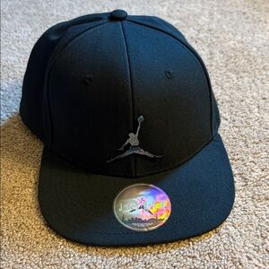 Jordan Jumpman Black Cap with Black Metallic Logo